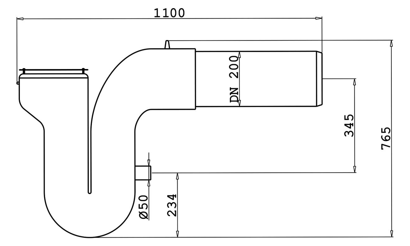 WISY Overflow Siphon DN 200 | dimensions (mm)